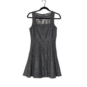BB Dakota By Gray Fit & Flare Mini Dress Crew Neck Lace Open Back Women's Size 4